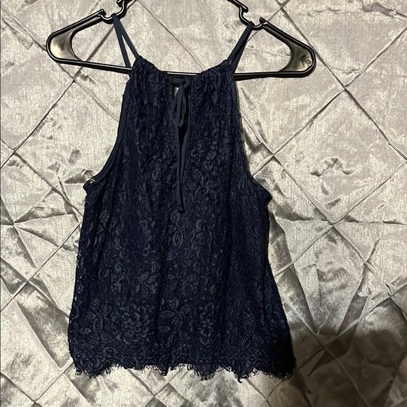 No Boundaries Dark Blue Lace Tank Top - Picture 3 of 3